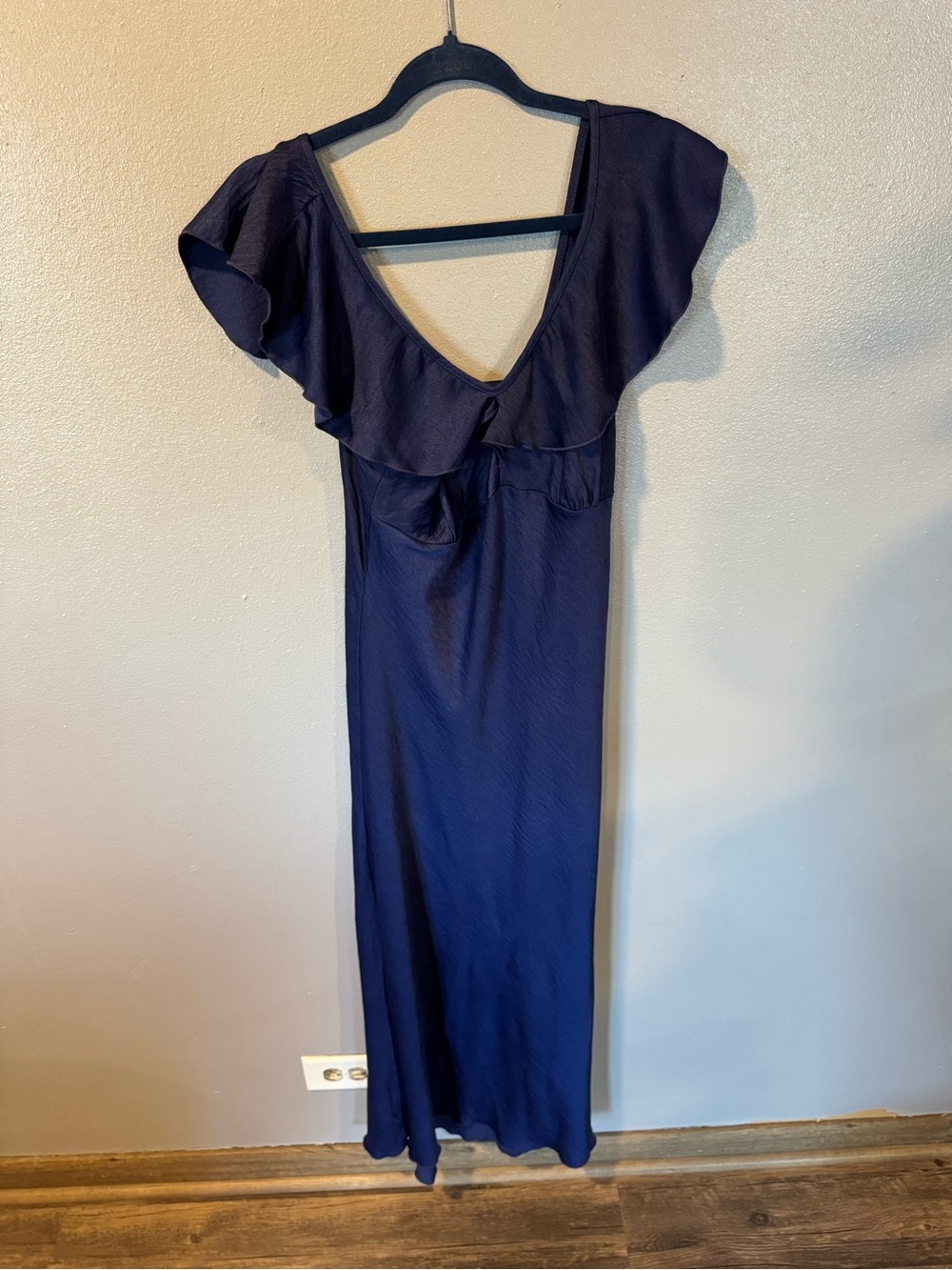 bebe Navy Ruffle-Trim Maxi Dress